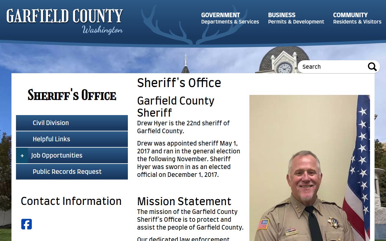 Garfield County Sheriff's Office inmate search contact page