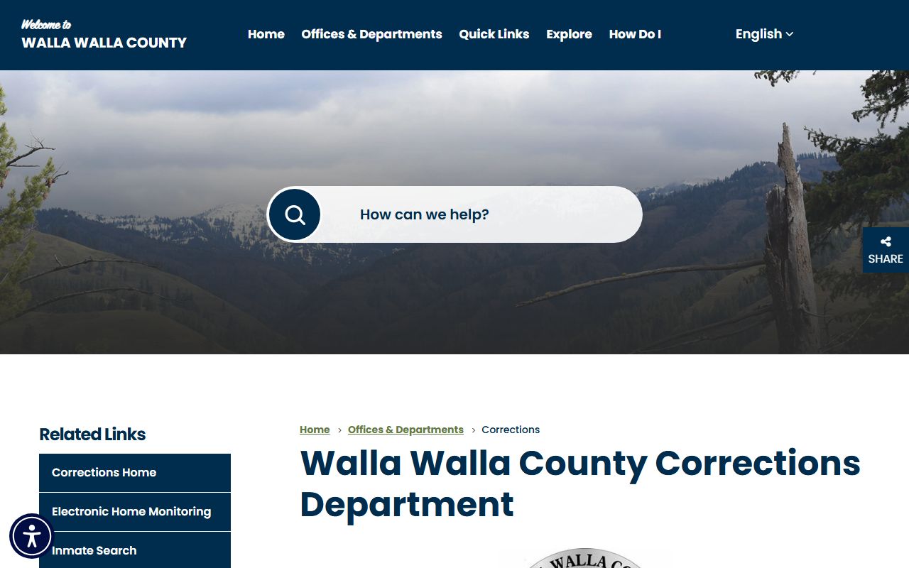 Walla Walla County Corrections Department information for Garfield County inmate search